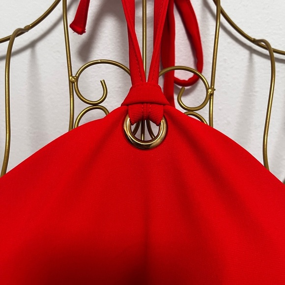 BOSTON PROPER Red Halter Mini Evening Dress Size XS - Picture 5 of 7